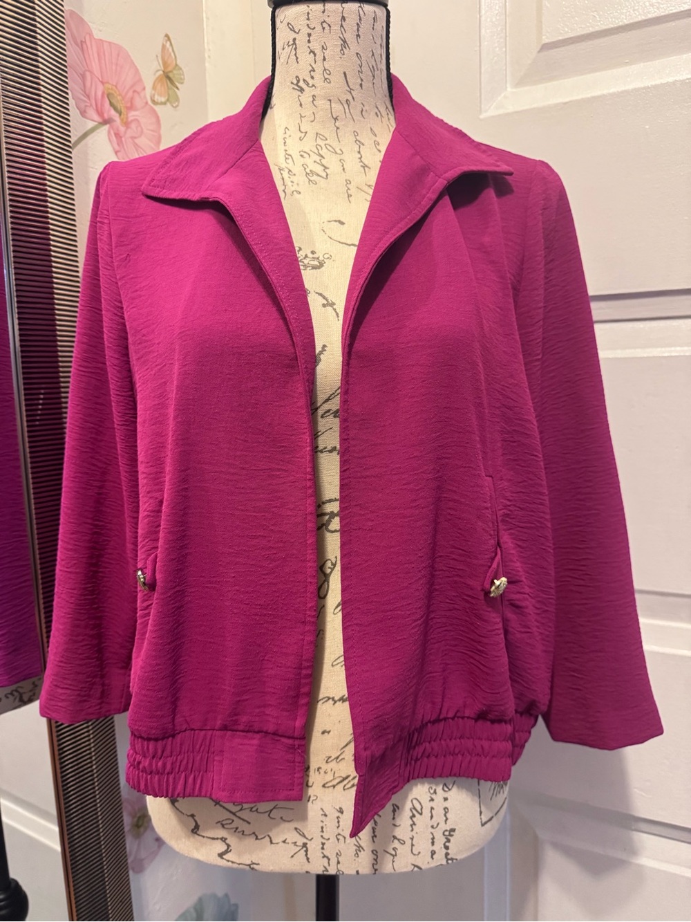 Women's Fuchsia Open-Front Blazer Jacket